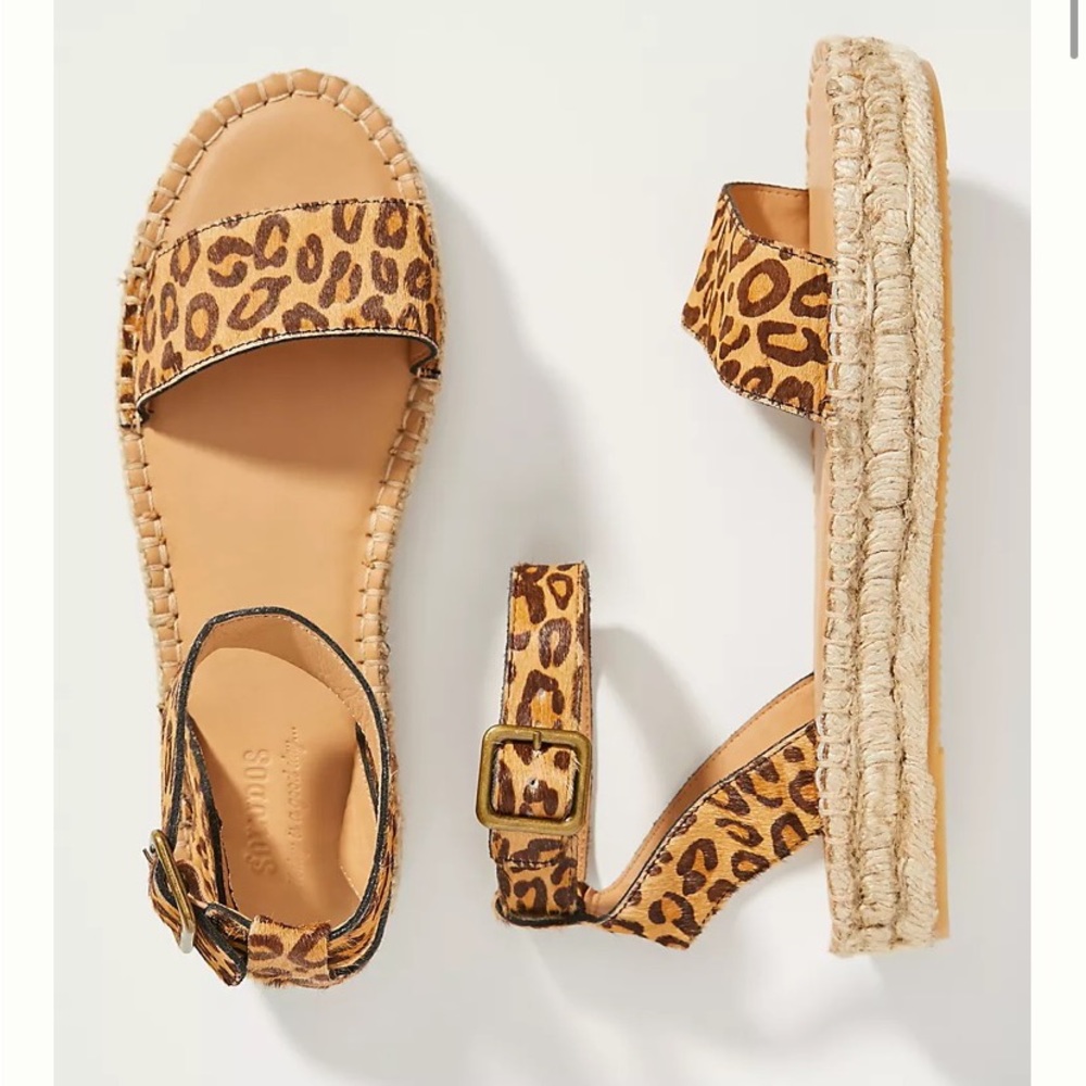 Soludos Cadiz Cheetah Print Espadrille Sandals 6 - Picture 1 of 8